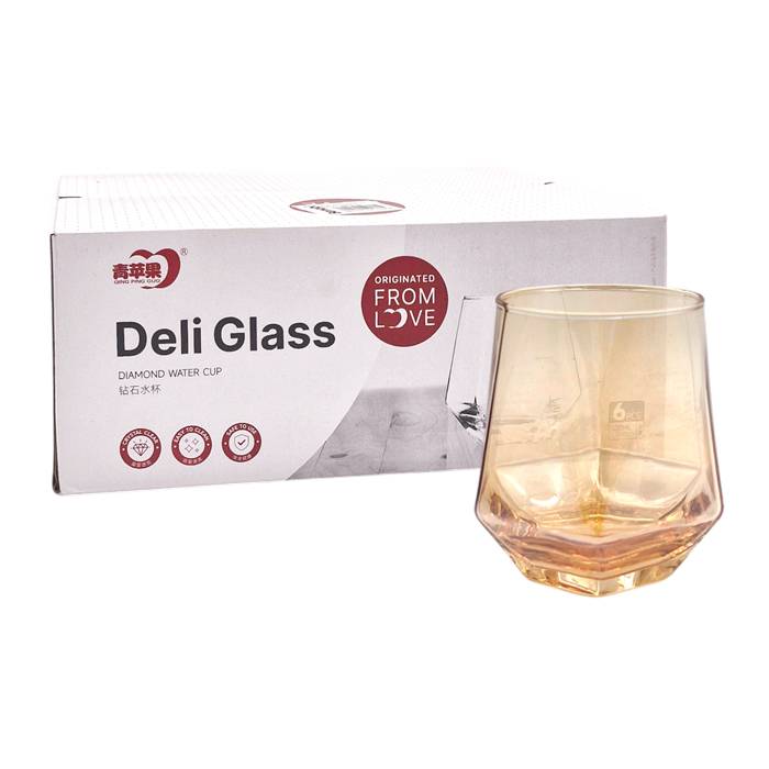 Vaso Vidrio Hexa. Ambar 330Cc. Pack X6