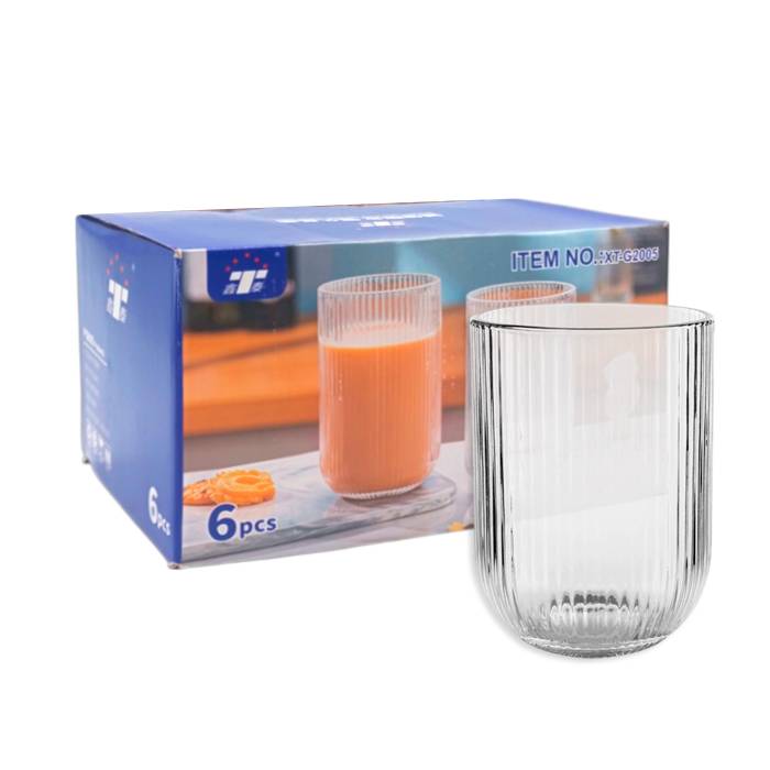 Vaso Vidrio Rayado 380Cc. Pack X6