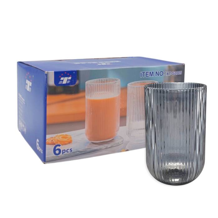Vaso Vidrio Rayado Fume 380Cc. Pack X6