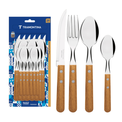 Set 24 Cubiertos M/Madera Dynamic Tramontina