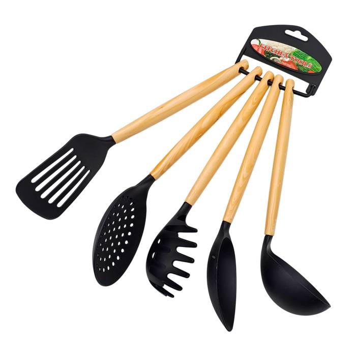 Set X5 Utensilios Nylon M/Simil Madera