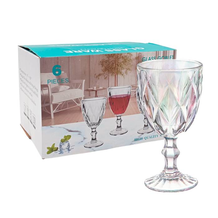 Copa Agua/Vino Rombos Tornasolada Pack X6