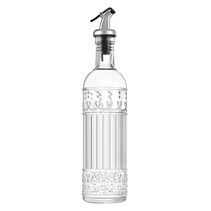 Aceitera De Vidrio C/Pico Acero 500Ml.