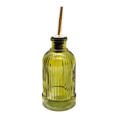 Aceitera Vidrio Verde Rayada 200Ml.