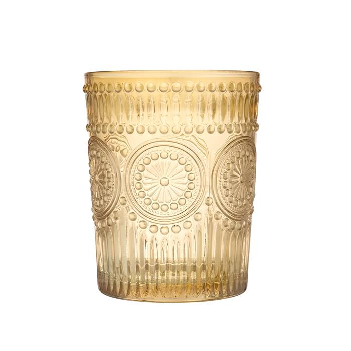 Vaso Vidrio Ambar Labrado 300Cc.