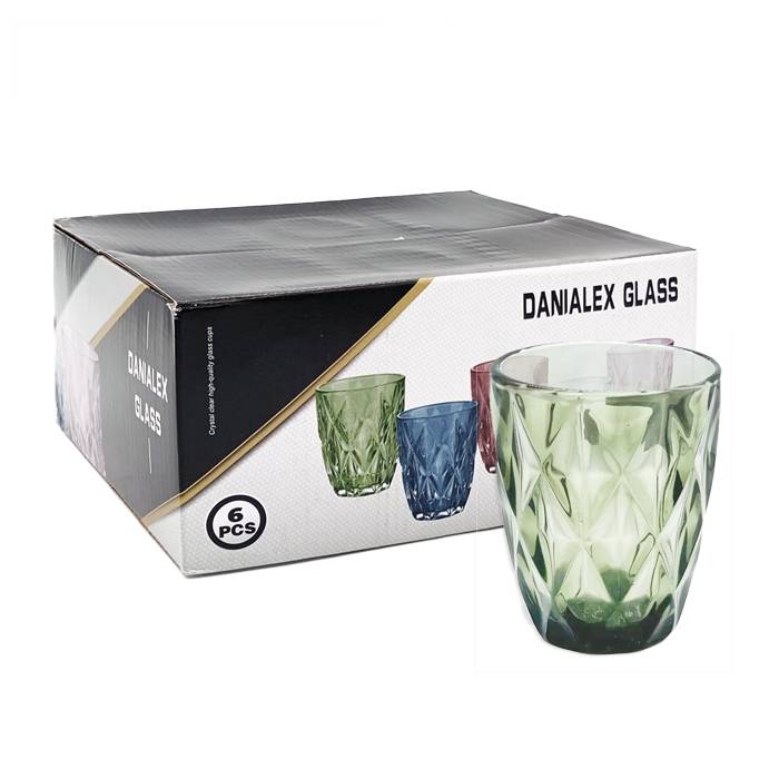 Vaso Vidrio Rombos Verde 260Cc Pack X6