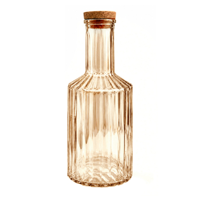 Botella Vidrio Rayada Ambar T/Corcho 950Ml