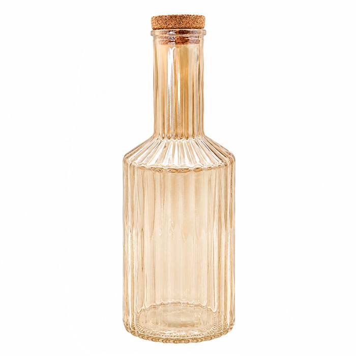 Botella Vidrio Rayada Ambar T/Corcho 950Ml