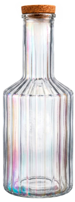 Botella Vidrio Rayada Tornasol T/Corcho 950Ml