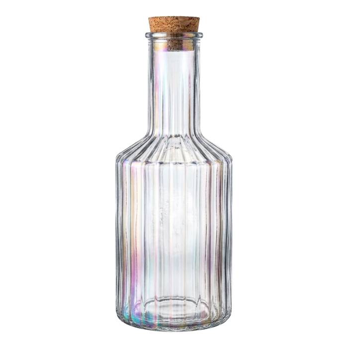 Botella Vidrio Rayada Tornasol T/Corcho 950Ml
